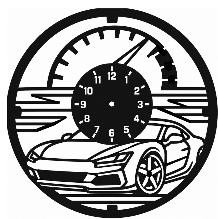 Ceas de Perete Supercar 32 cm din Lemn Negru cu Mecanism Quartz – Decor Auto Premium [2]