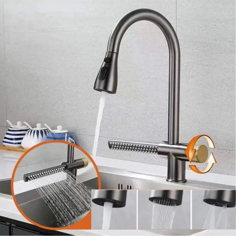 Baterie Bucatarie cu Dus Extractibil Inox Gri Cu Functie Cascada YB1500N [2]