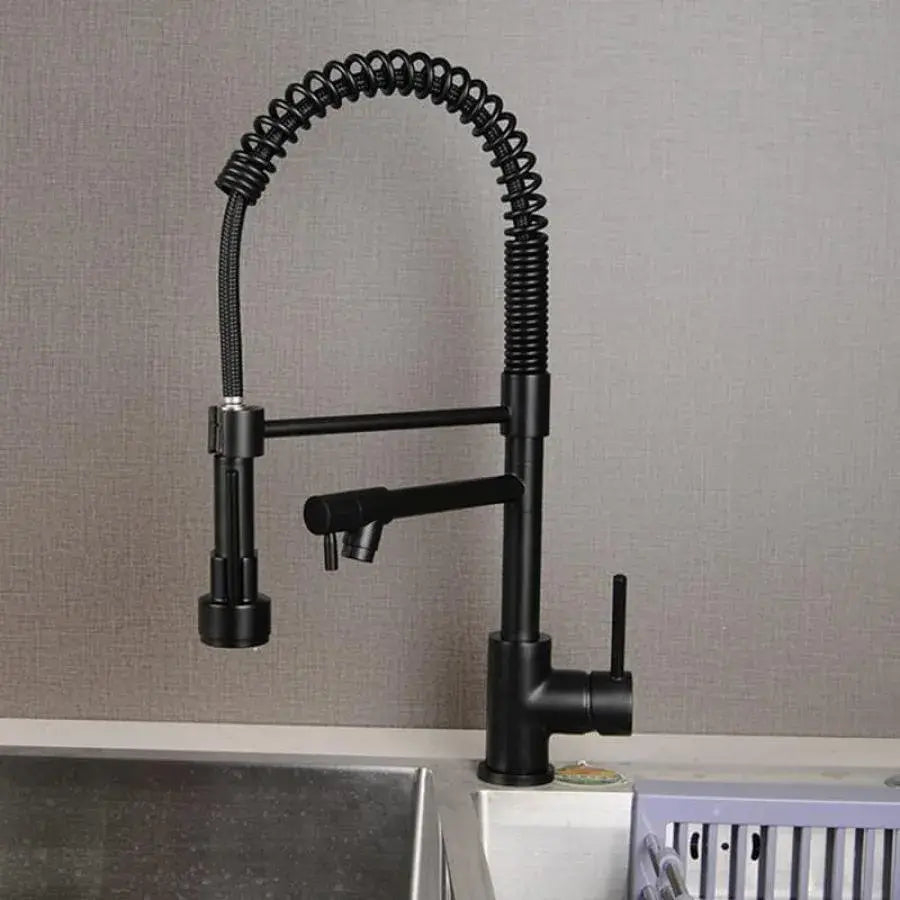 Baterie Bucatarie cu Dus Extractibil, Inox si Alama Negru, YD/202 [1]
