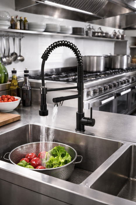 Baterie Bucatarie cu Dus Extractibil Inox SUS304 , 2 Functii, Cartus Ceramic 40mm [7]