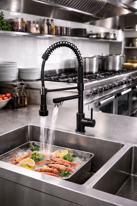 Baterie Bucatarie cu Dus Extractibil Inox SUS304 , 2 Functii, Cartus Ceramic 40mm [4]