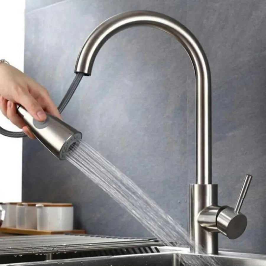 Baterie Bucatarie cu Dus Extractibil, Inox SUS304, Satinat, CF017 [3]