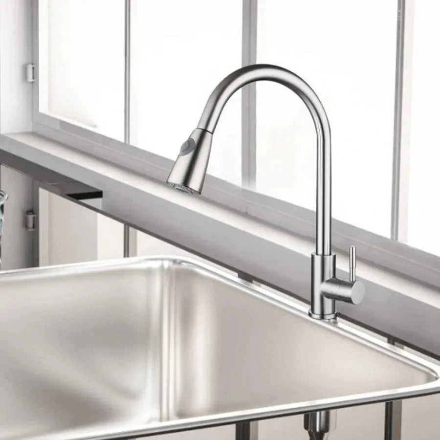 Baterie Bucatarie cu Dus Extractibil, Inox SUS304, Satinat, CF017 [4]