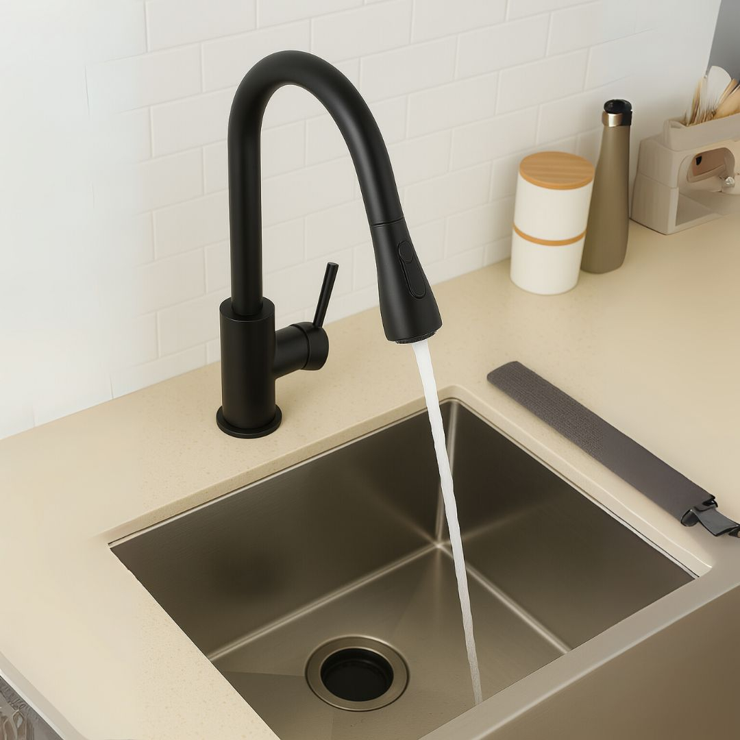 Baterie Bucatarie cu Dus Extractibil, Pipa cu Touch pentru Pornire/Oprire, Inox SUS304, Negru, CF/TOUCH/2 [3]