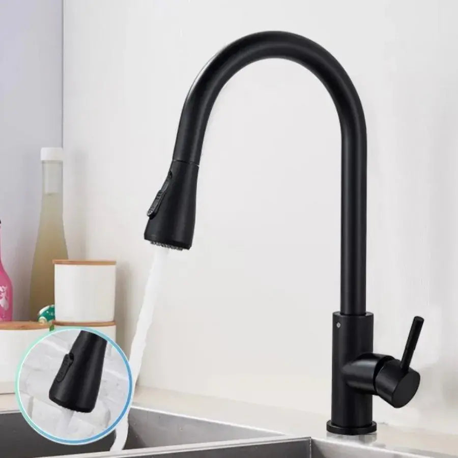 Baterie Bucatarie cu Dus Extractibil, Pipa cu Touch pentru Pornire/Oprire, Inox SUS304, Negru, CF/TOUCH/2 [1]