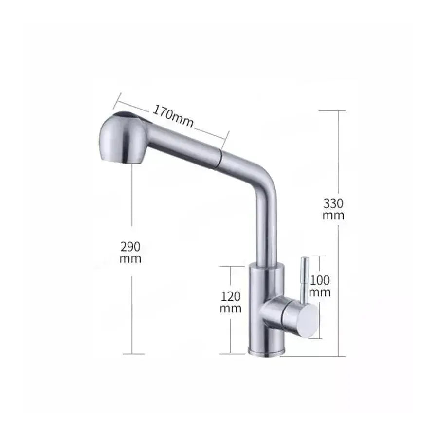 Baterie bucatarie cu dus extractibil Starke CF019, monocomanda, inox, cartus ceramic, satinat [4]