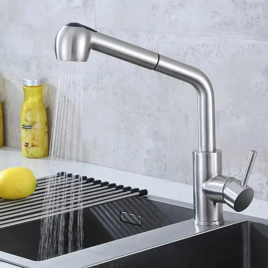 Baterie bucatarie cu dus extractibil Starke CF019, monocomanda, inox, cartus ceramic, satinat [1]