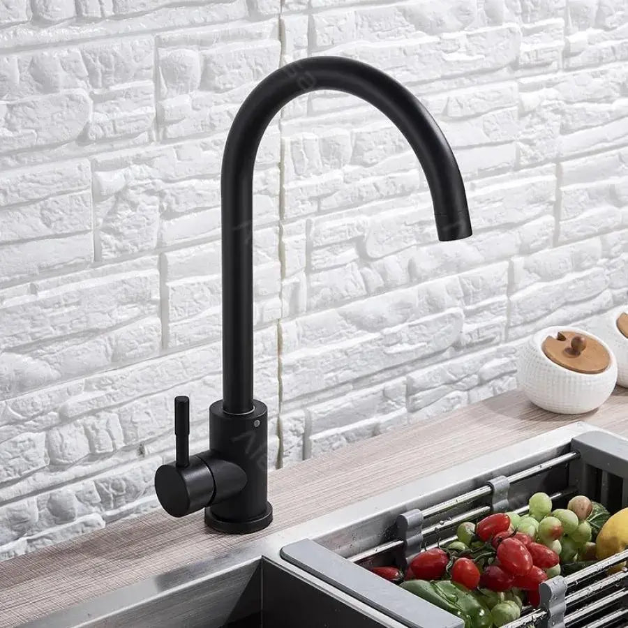 Baterie Bucatarie Monocomanda Pipa Pivotanta Cartus Ceramic Inox Negru Satin Racorduri Kit Fixare Incluse HS001 [3]