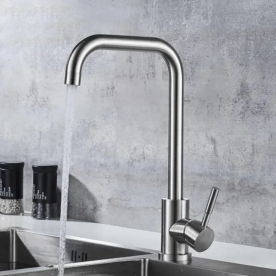 Baterie Bucatarie Monocomanda Pipa Pivotanta Cartus Ceramic Inox Satinat Racorduri Kit Fixare Incluse CF002 [1]