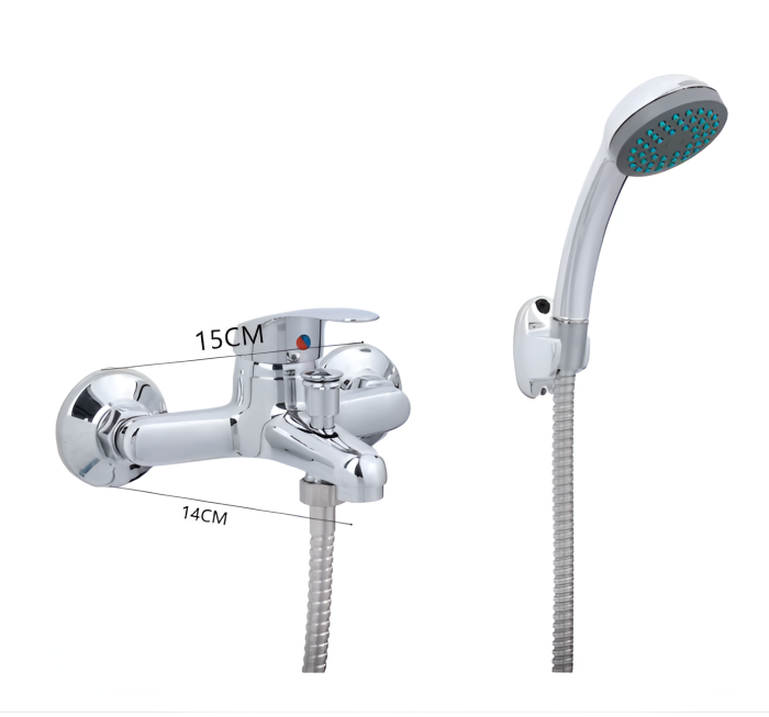 Baterie cada monocomanda, cartus ceramic, para si furtun dus incluse, finisaj crom lucios [5]