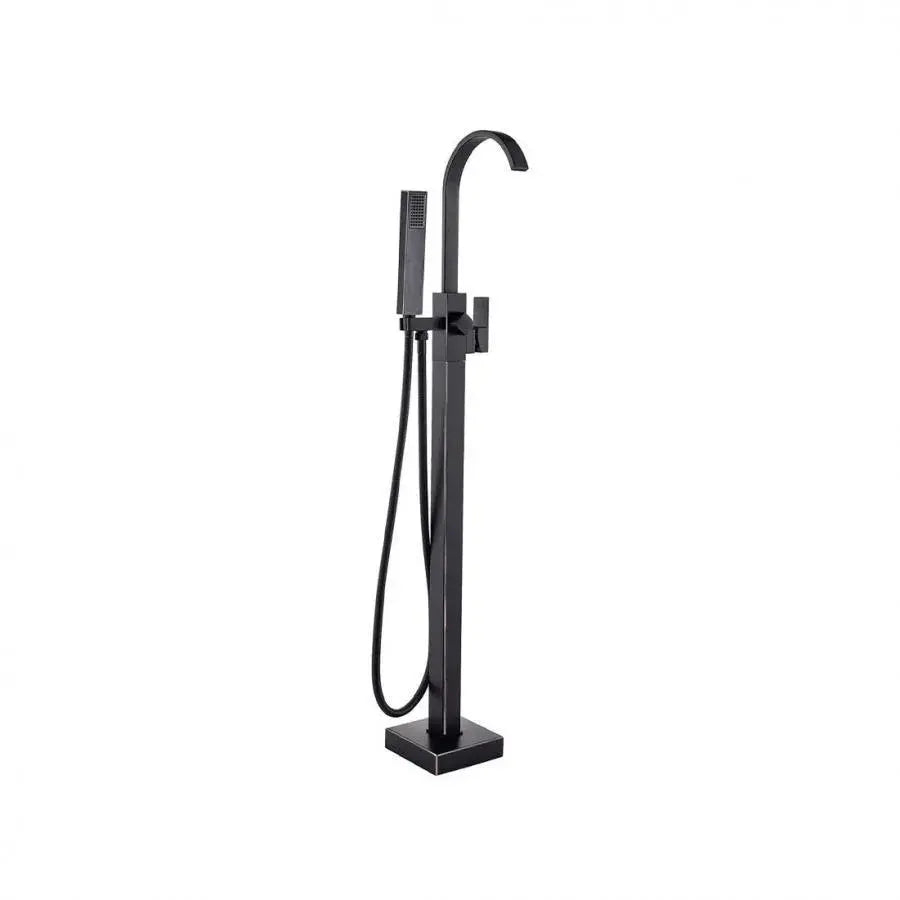 Baterie de Podea cu Cadru Patrat, Alama Sanitara, Negru, CF2036 [1]