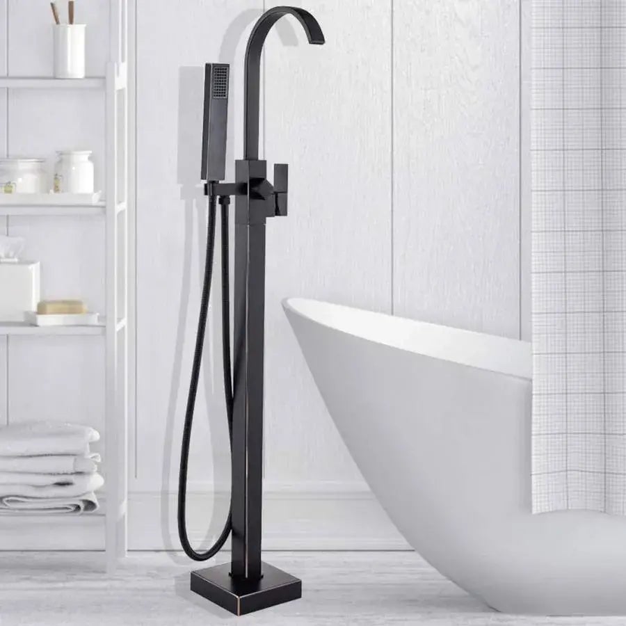 Baterie de Podea cu Cadru Patrat, Alama Sanitara, Negru, CF2036 [2]
