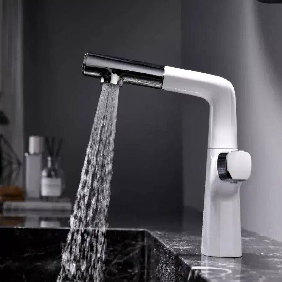 Baterie Lavoar cu Dus Extractibil, Alama Sanitara, Crom si Alb, MP016B/C [2]
