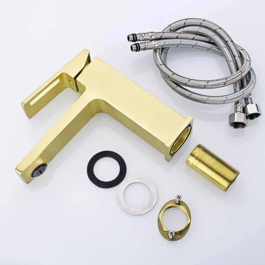 Baterie Lavoar Monocomanda Cartus Ceramic Alama Sanitara Auriu Satin Racorduri si Kit Fixare Incluse 9807D [4]