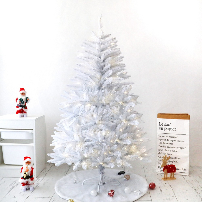 Brad artificial alb 120 cm cu suport inclus, 240 ramuri, aspect bogat si realist [4]