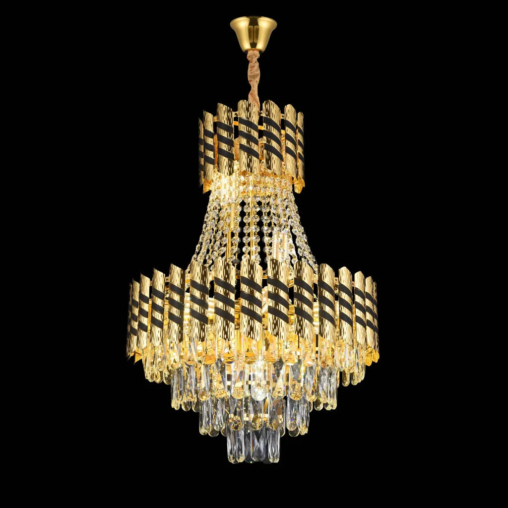 Candelabru Cristal 9XE14 Nardo Auriu, 50 cm latime, 70 cm inaltime [2]