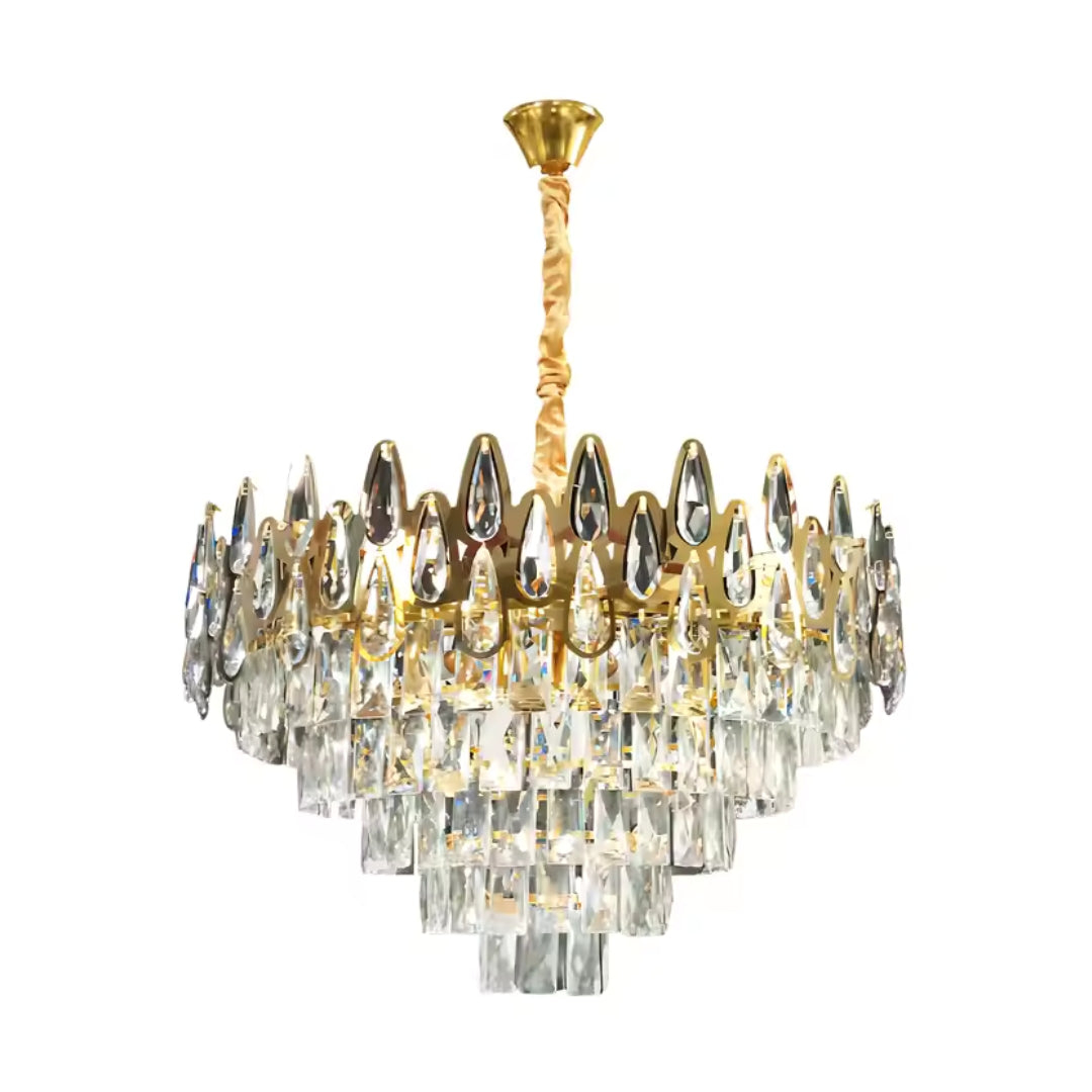Candelabru Cristal ALHAMBRA Eleganza 8x E14, Diametru 49cm, Auriu Lucios, Inaltime Reglabila [3]