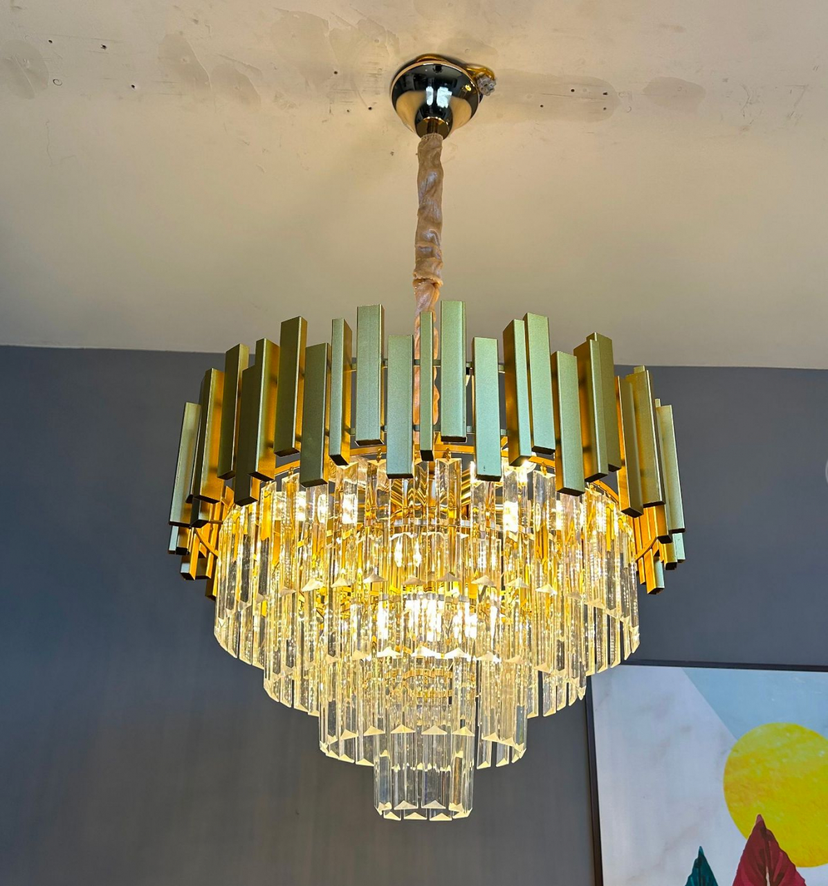 Candelabru Cristal BALMORAL Magno, 9x E14, Diametru 60cm, Auriu, Inaltime Reglabila [3]
