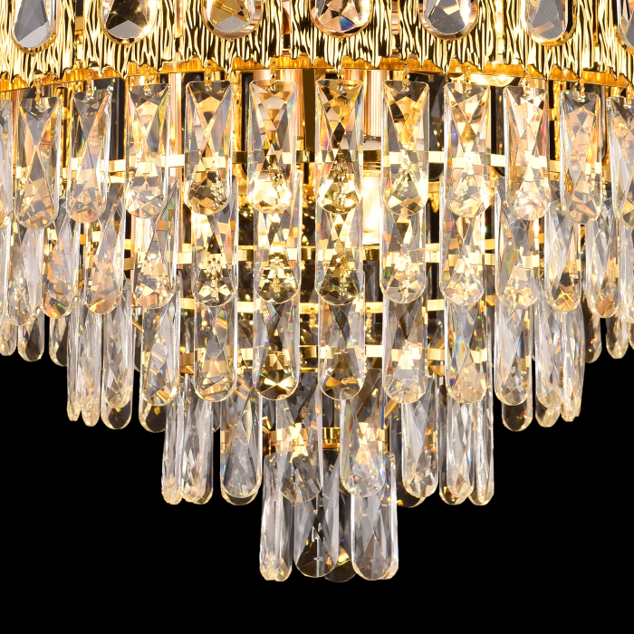 Candelabru Cristal BELVEDERE Magno 8xE14, Diametru 60cm, Auriu Lucios, Inaltime Reglabila [2]