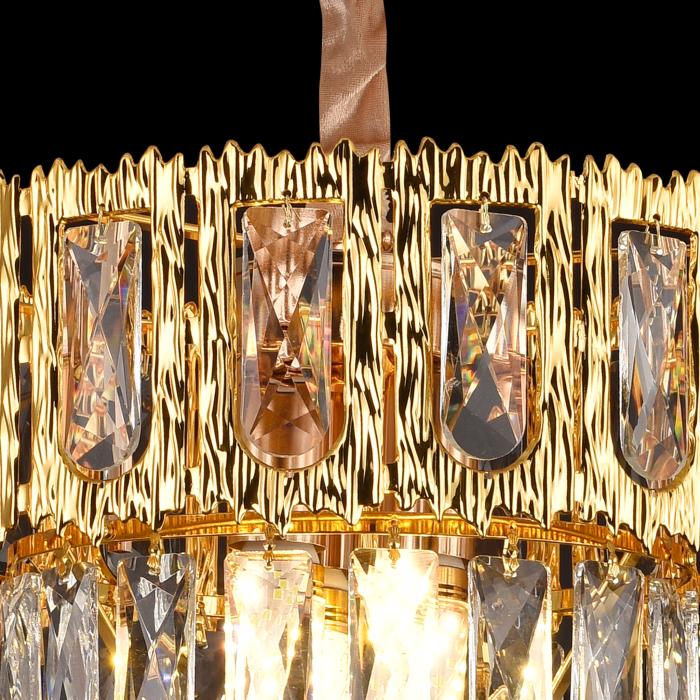 Candelabru Cristal BELVEDERE Petito 3xE14, Diametru 30cm, Auriu Lucios, Inaltime Reglabila [2]