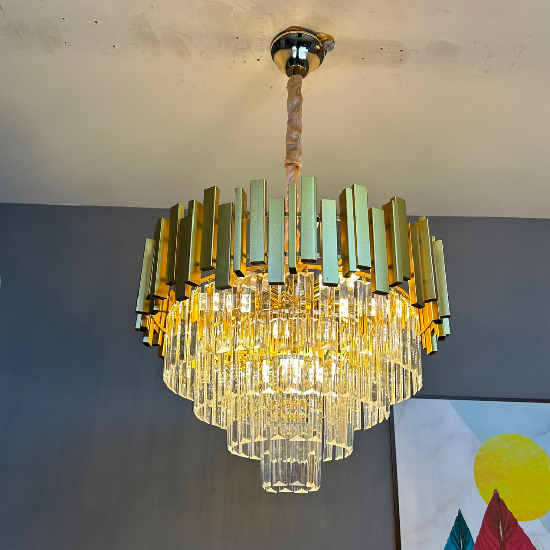 Candelabru Cristal BLOIS Eleganza, Diametru 49cm, 8x E14, Auriu Lucios, Inaltime Reglabila [4]