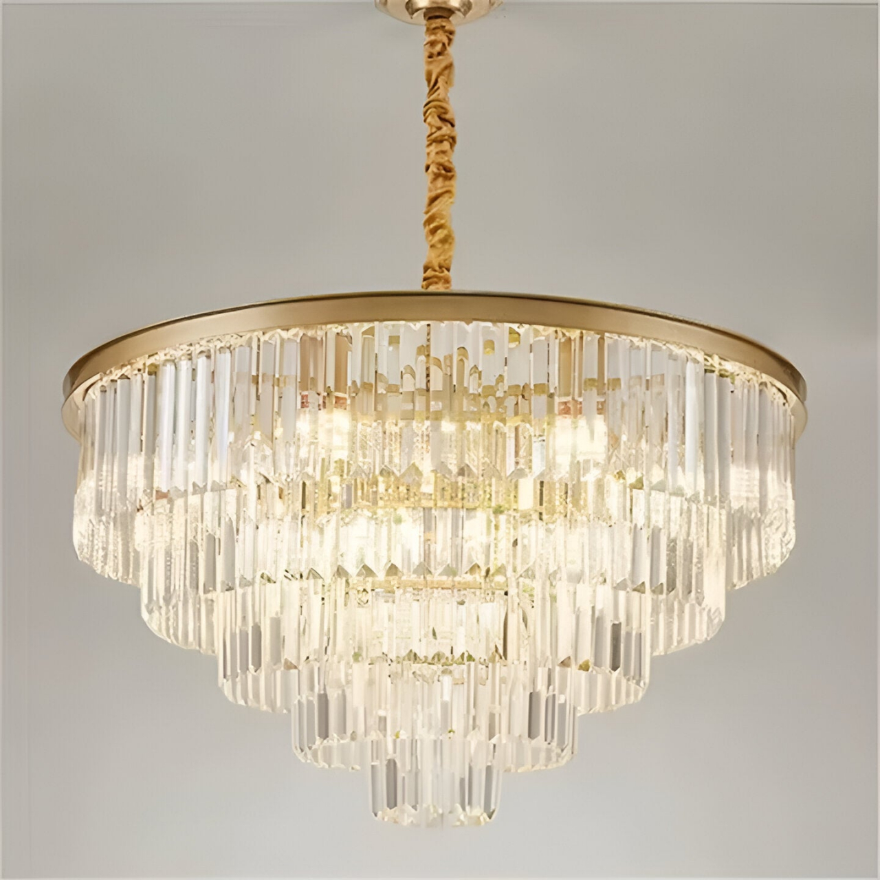 Candelabru Cristal CHAMBORD Eleganza 8xE14, Diametru 48cm, Auriu Mat, Inaltime Reglabila [3]
