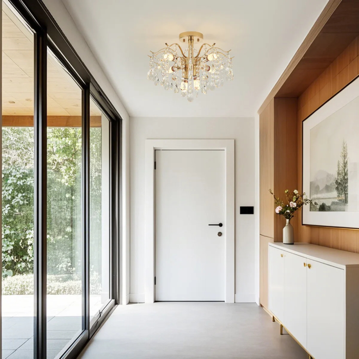 Candelabru cristal auriu 6xE14 45cm design elegant cascada tavan - MEC [7]