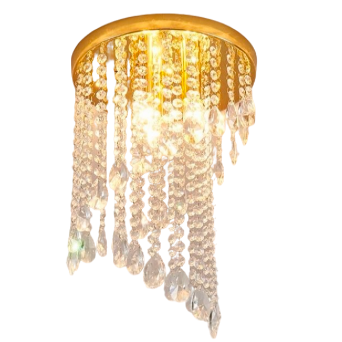 Candelabru Alessandro, design rotund tip cascada, 2 becuri E14, finisaj auriu lucios, 25x35cm [2]