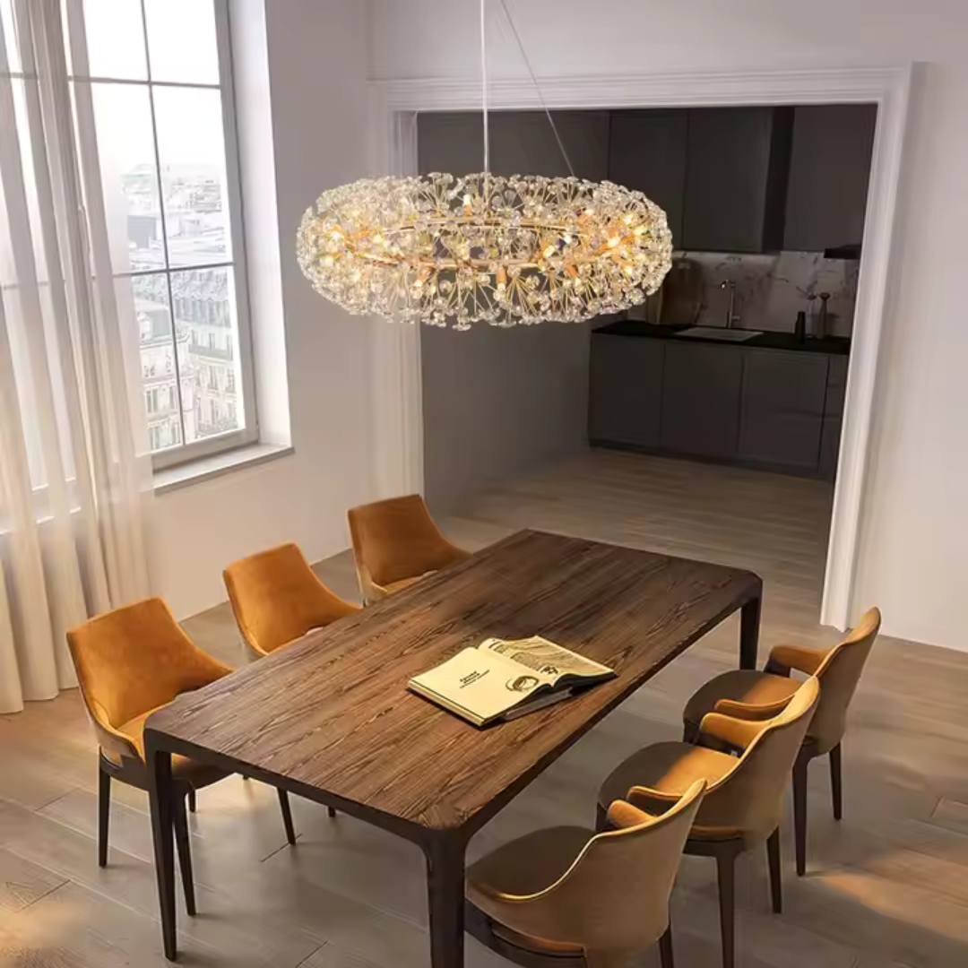 Candelabru Cristal SEGOVIA Magno 5x E14, Diametru 60cm, Auriu Lucios, Inaltime Reglabila [4]