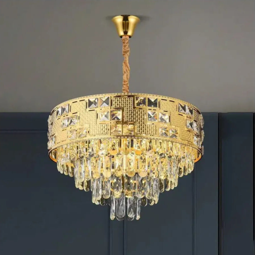 Candelabru Cristal NEUSCHWANSTEIN Petito 3xE14, Diametru 30cm, Auriu, Inaltime Reglabila [1]