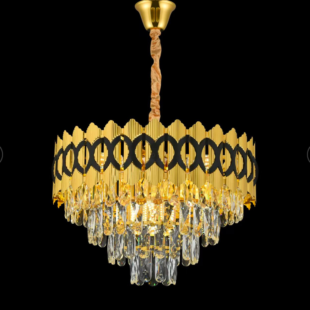 Candelabru Cristal PIERREFONDS Eleganza 8x E14, Diametru 49cm, Auriu Lucios, Inaltime Reglabila [4]