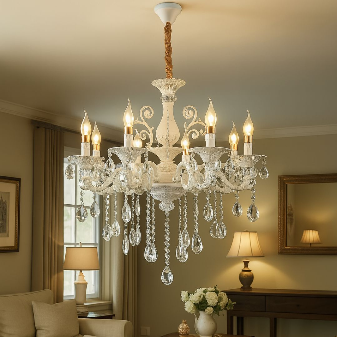 Candelabru Cristal SANSSOUCI Magno, 8xE14, Diametru 70cm, Alb [2]