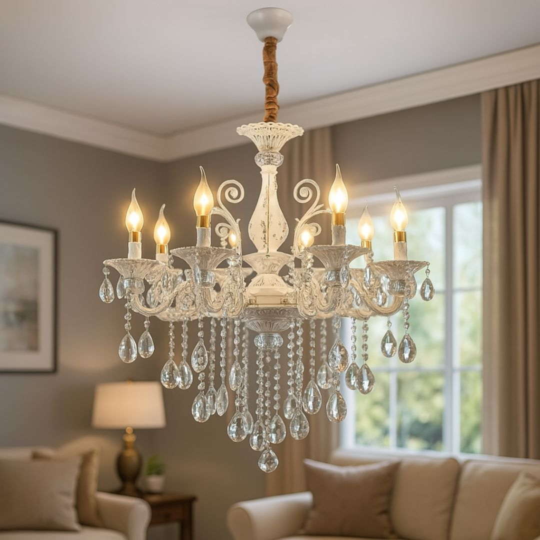 Candelabru Cristal SANSSOUCI Magno, 8xE14, Diametru 70cm, Alb [1]