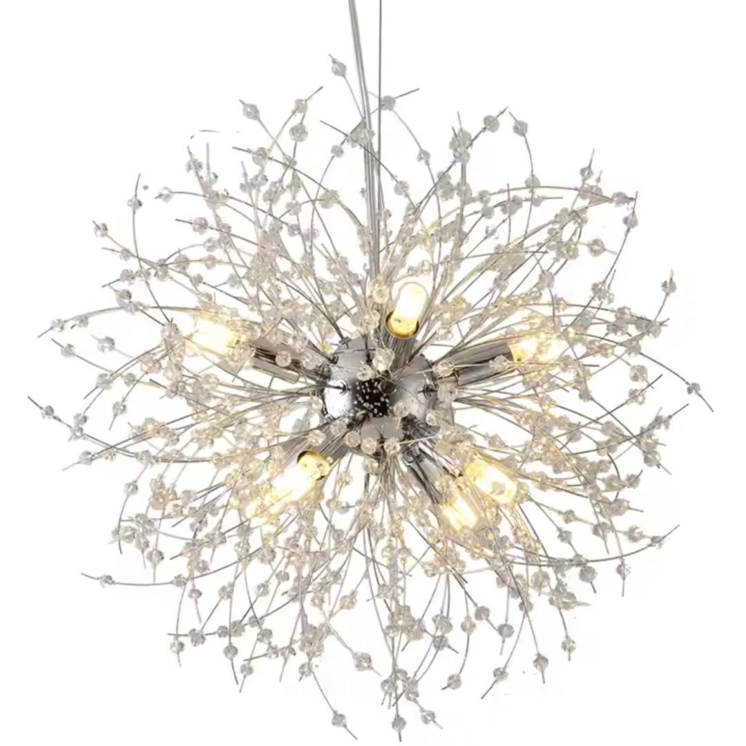 Candelabru Cristal Schonbrunn, 12x G9, Diametru 60cm, Argintiu Lucios, Inaltime Reglabila [3]