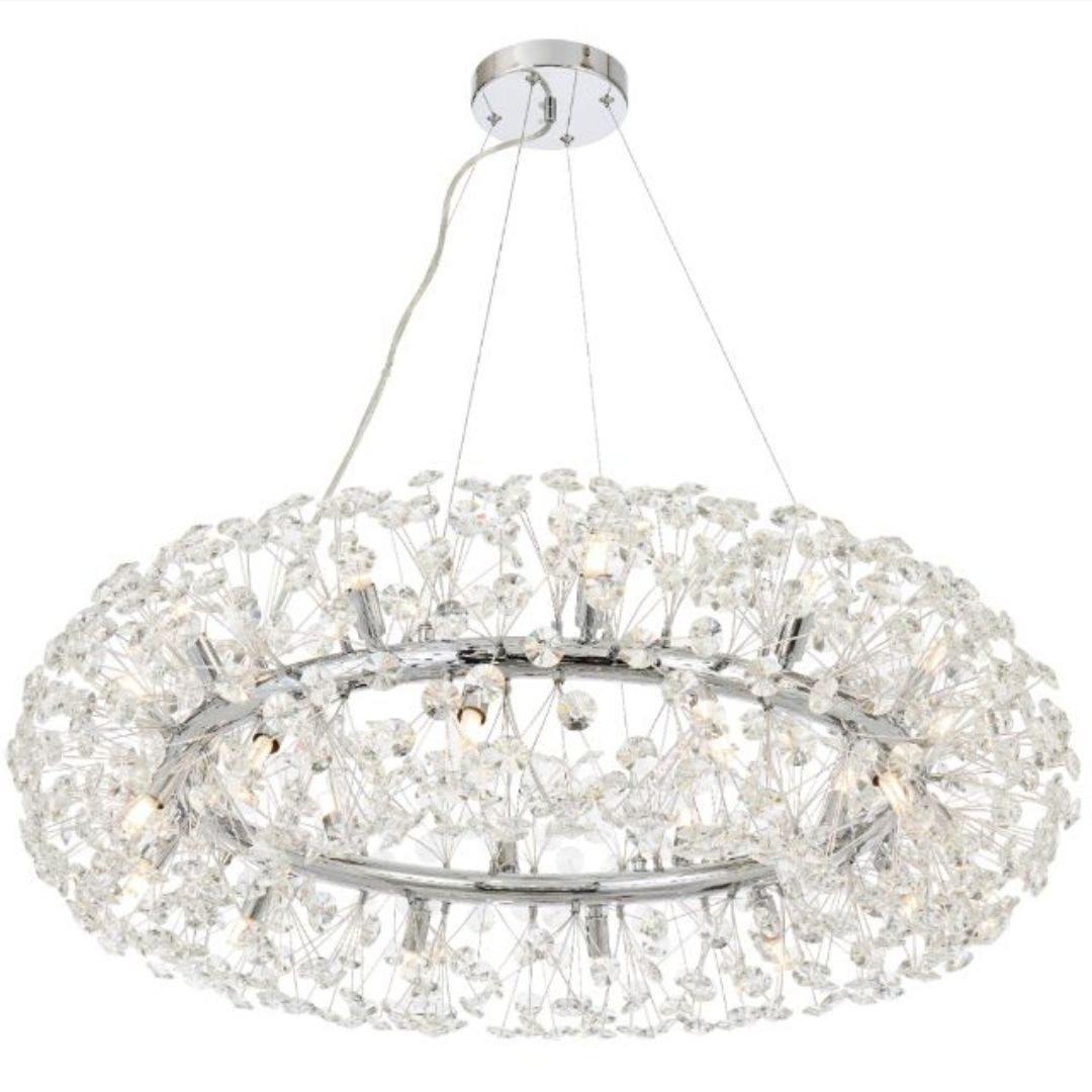 Candelabru Cristal SEGOVIA Magno 5x E14, Diametru 60cm, Argintiu Lucios, Inaltime Reglabila [4]