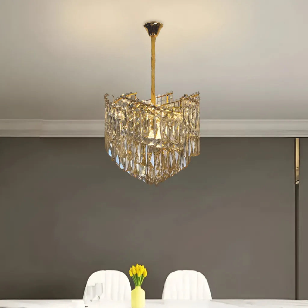 Candelabru Cristal TOPKAPI Nobile 6xE14, Diametru 40cm, Auriu Lucios, Inaltime Reglabila [3]
