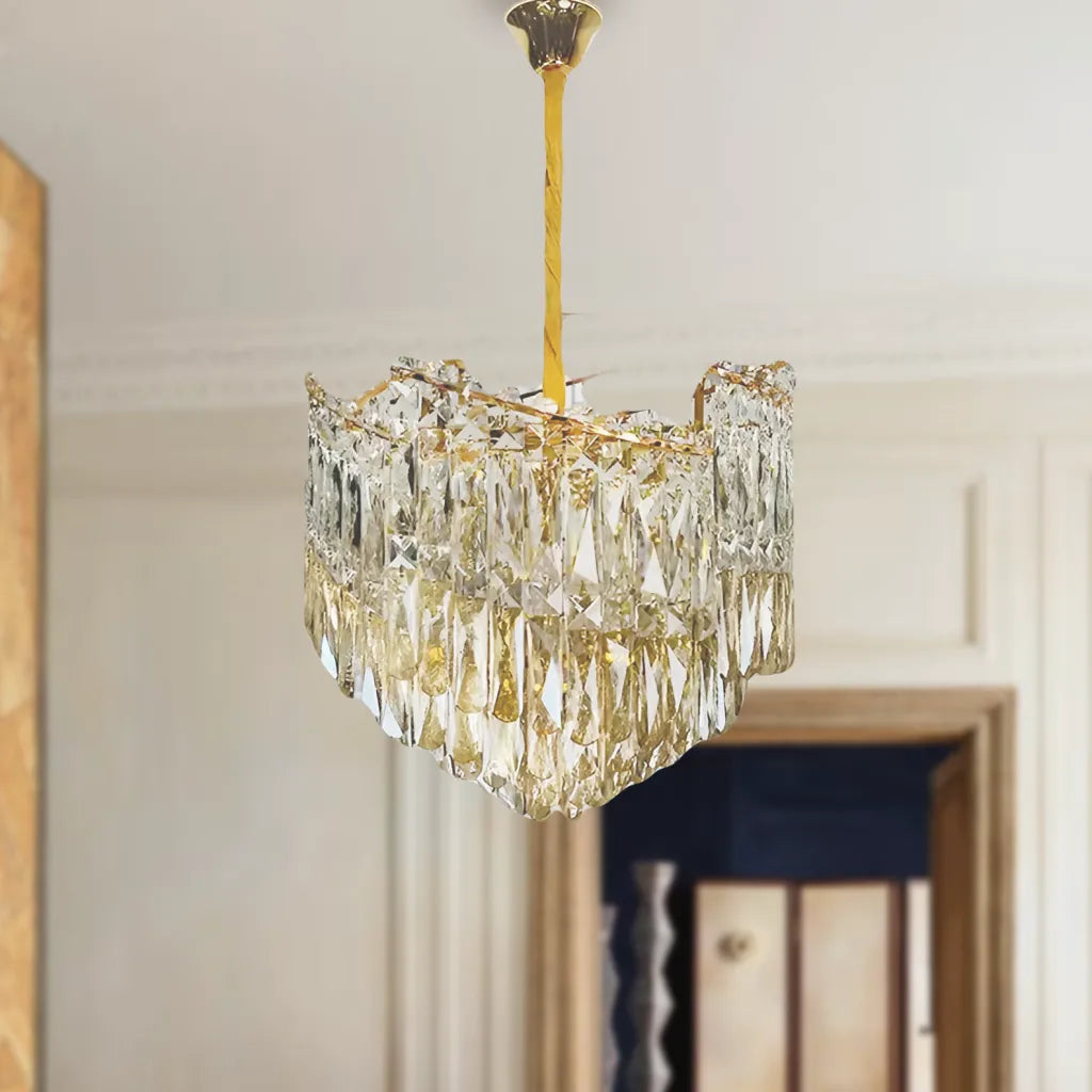 Candelabru Cristal TOPKAPI Petito 3xE27, Diametru 30cm, Auriu Lucios, Inaltime Reglabila [2]