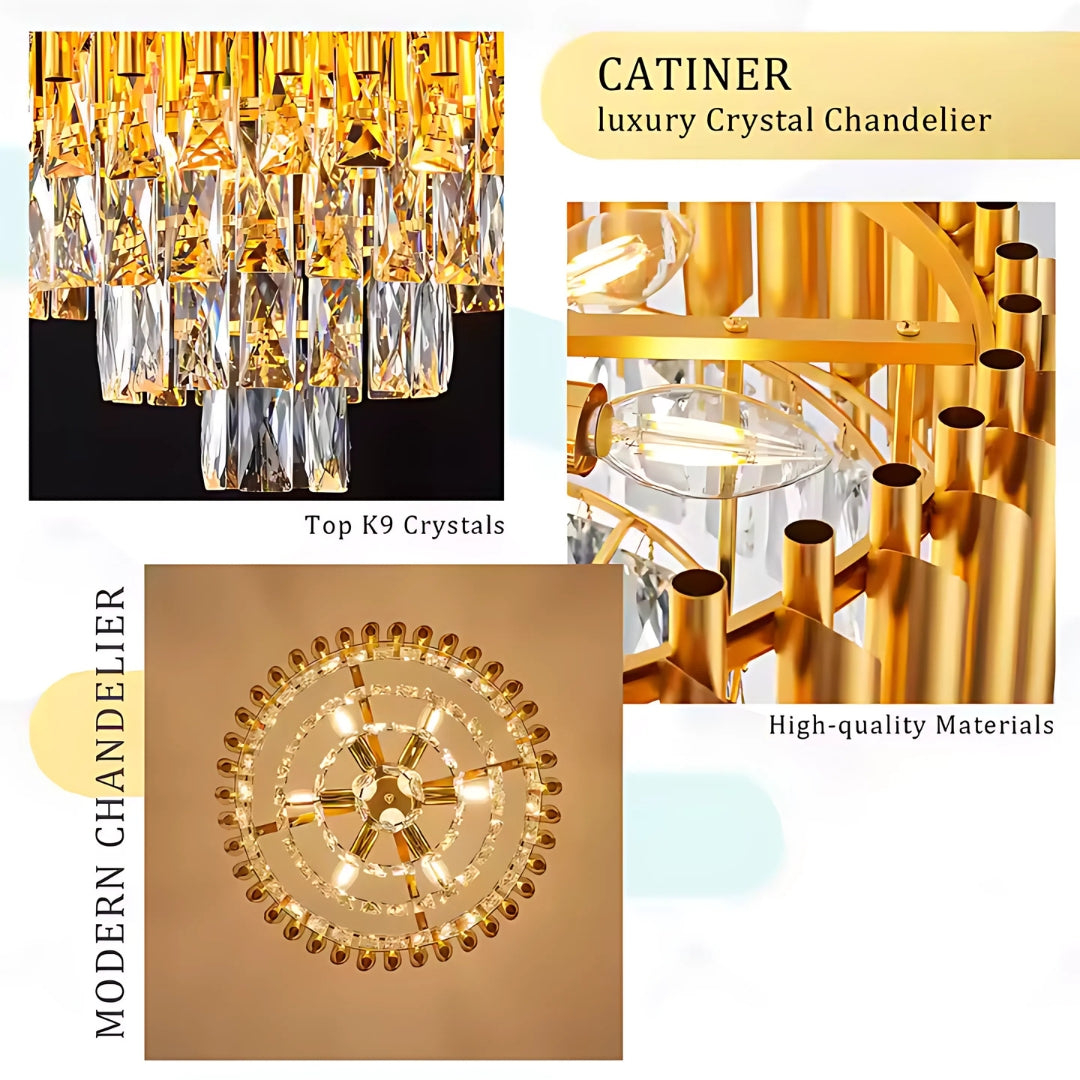 Candelabru Cristal VERSAILLES Eleganza 8x E14, Diametru 49cm, Auriu, Inaltime Reglabila [3]