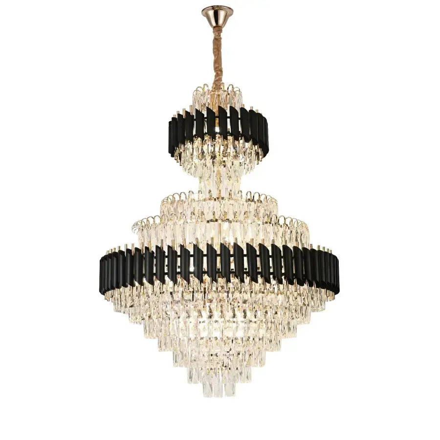 Candelabru Cristal VERSAILLES Grande Supremo 10xE14, Diametru 60cm x Inaltime 90cm, Auriu Lucios si Negru, Inaltime Reglabila [2]