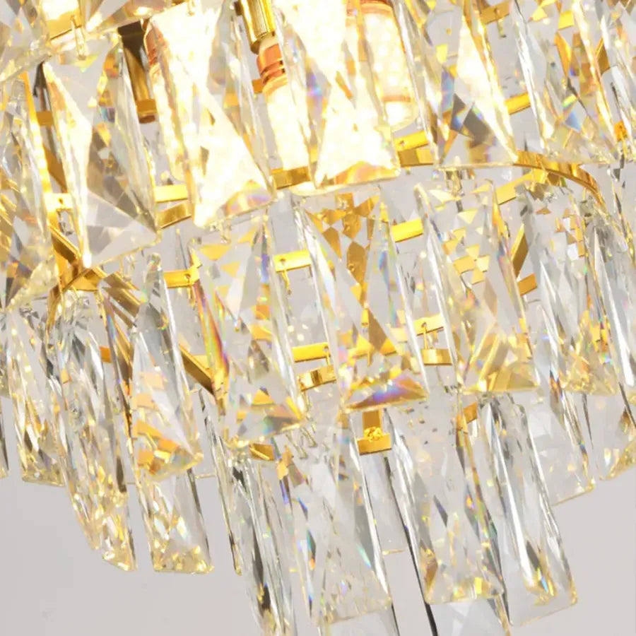 Candelabru Cristal VERSAILLES Petito 3xE14, Diametru 30cm, Auriu Lucios si Alb, Inaltime Reglabila [2]