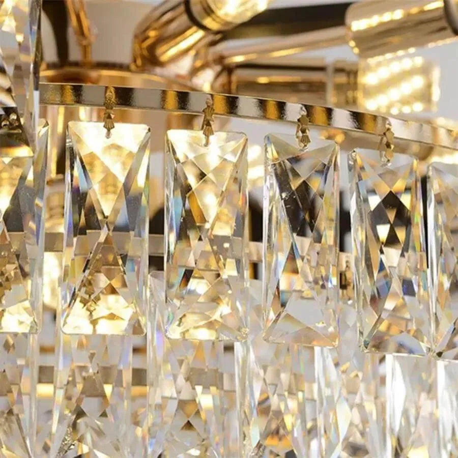 Candelabru Cristal VERSAILLES Petito 3xE14, Diametru 30cm, Auriu Lucios si Negru, Inaltime Reglabila [3]