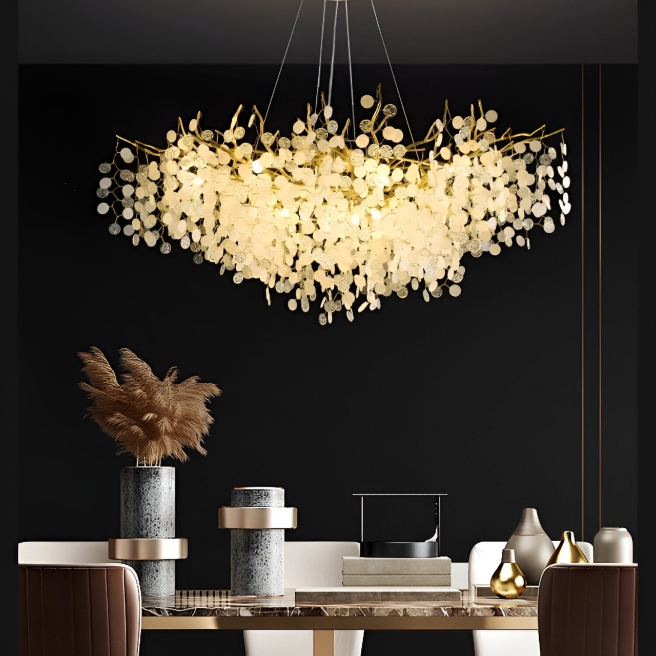 Candelabru Cristal WALTZ Serenade, 9xG9, Auriu, 80cm, Inaltime Reglabila [1]