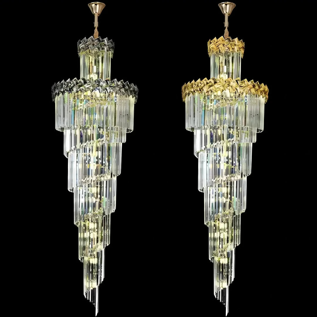 Candelabru Cristal WINDSOR Altiora, Diametru 60cm, Inaltime 1800cm, Auriu Lucios, Inaltime Reglabila, Design Elegant [1]