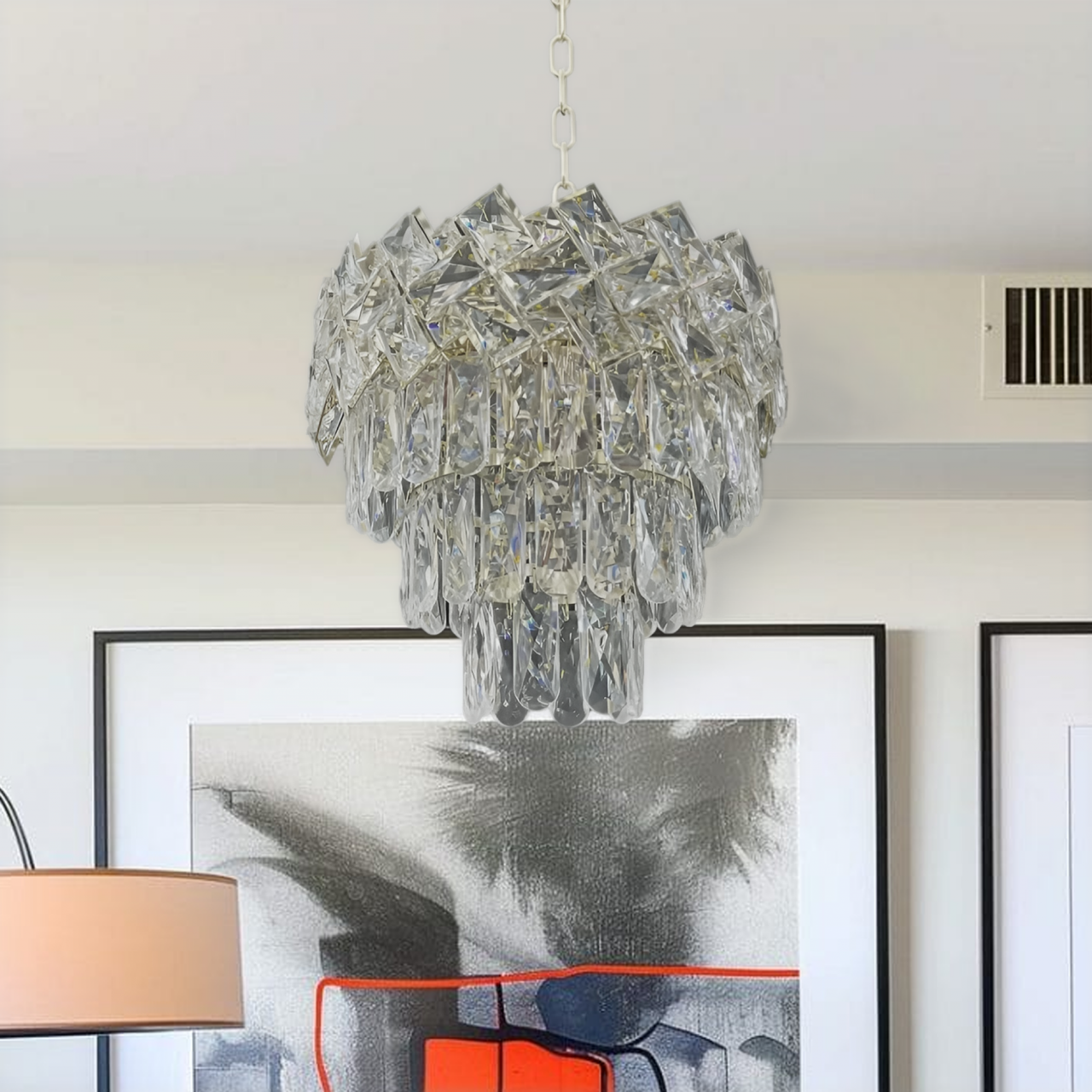 Candelabru Cristal WINDSOR Petito 3xE27, Diametru 30cm, Crom Lucios, Inaltime Reglabila [1]
