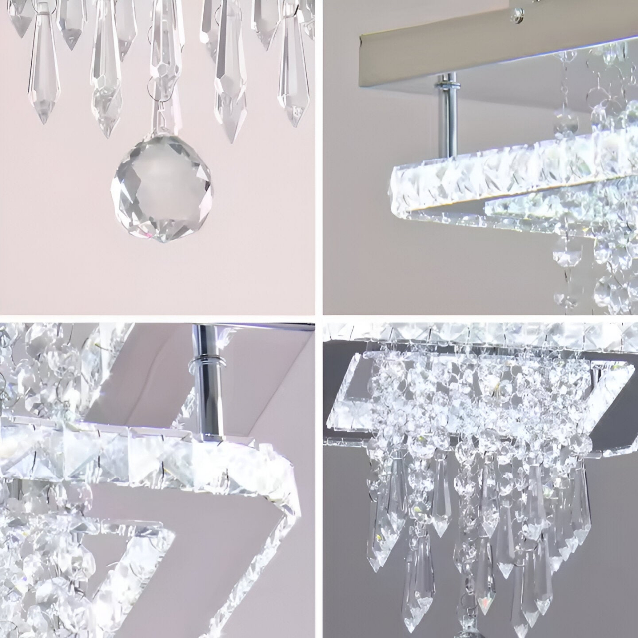 Candelabru LED Alberico Patrat, 19W, Lumina Rece/Calda/Neutra, Cristal, Crom Lucios [4]