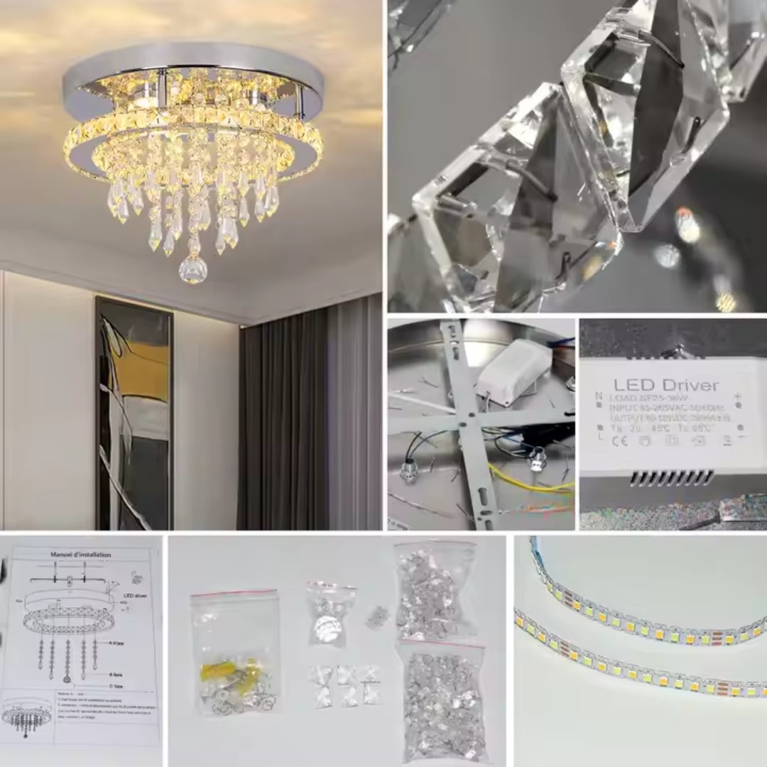 Candelabru LED Alberico Rotund, 20W, Lumina Rece/Calda/Neutra, Cristal, Crom Lucios [3]