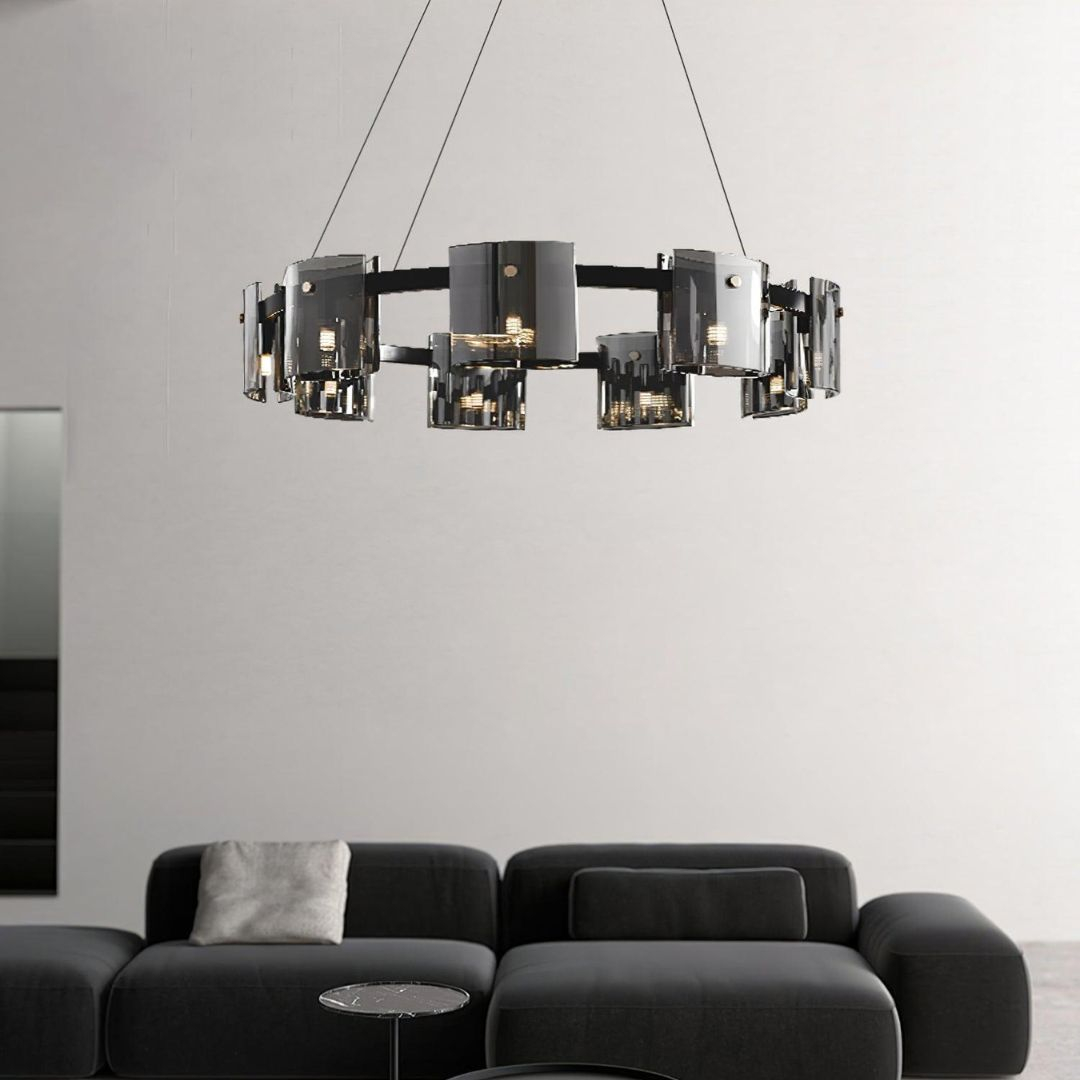 Candelabru Modern, REQUIEM Largo, 8xG9, Diametru 80cm, Negru, Inaltime Reglabila [3]