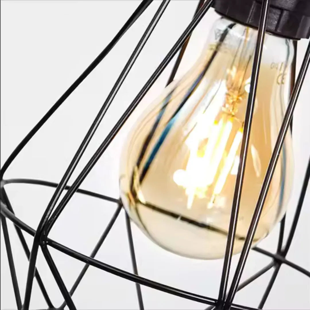 Lustra cu abajur tip diamant, E27, design negru mat [4]