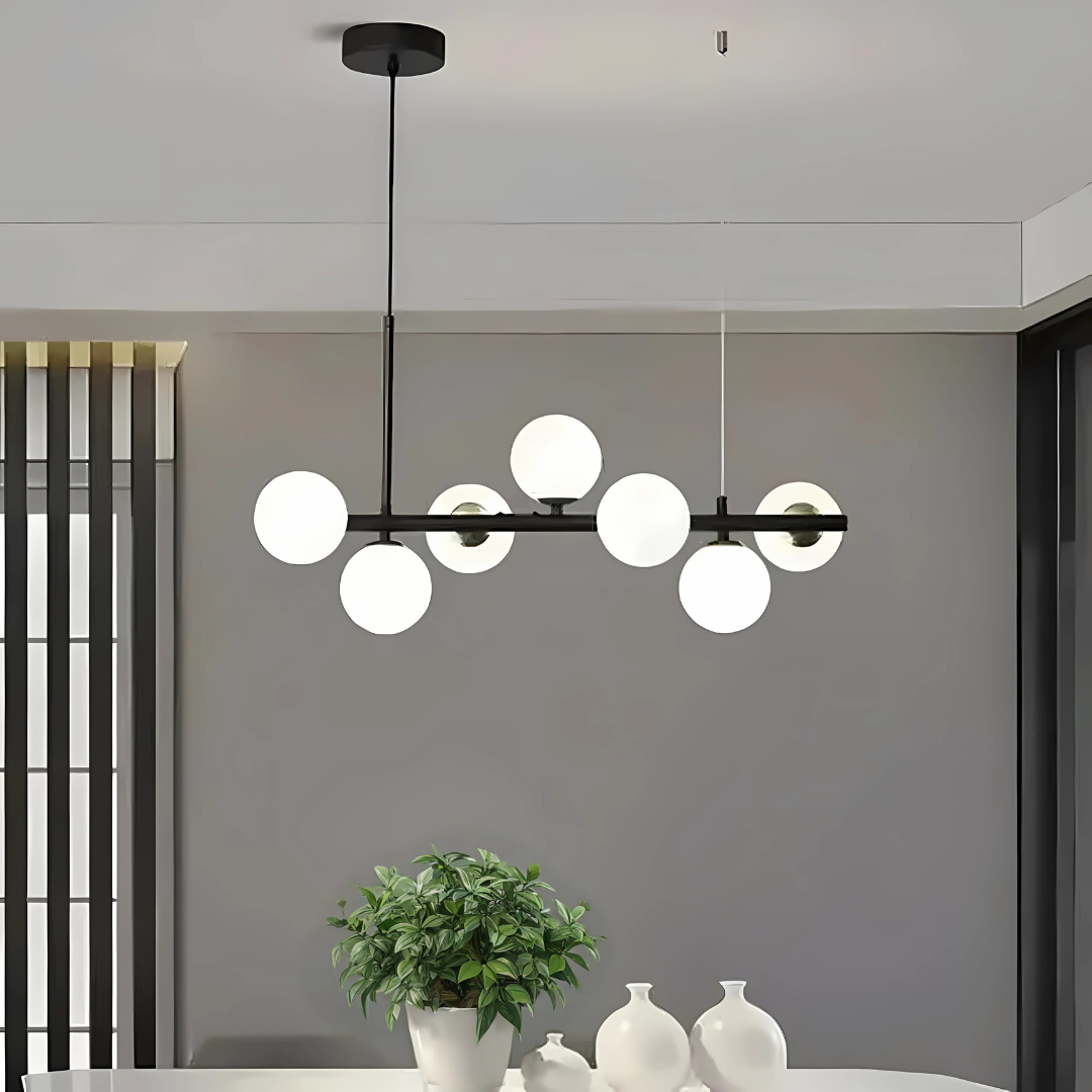 Lustra cu bec moderna LOFT Pavilion, 7x G9, Alb Negru, Metal, Inaltime Reglabila [4]