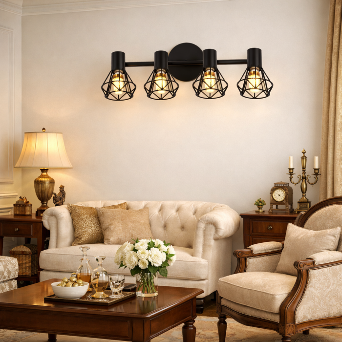 Lustră DIAMOND Negru cu 4 Abajururi Tip Diamant, E14, Design Modern pentru Hol, Living sau Dormitor [2]